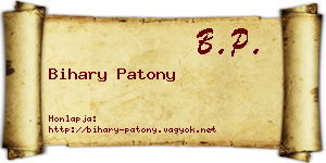 Bihary Patony névjegykártya